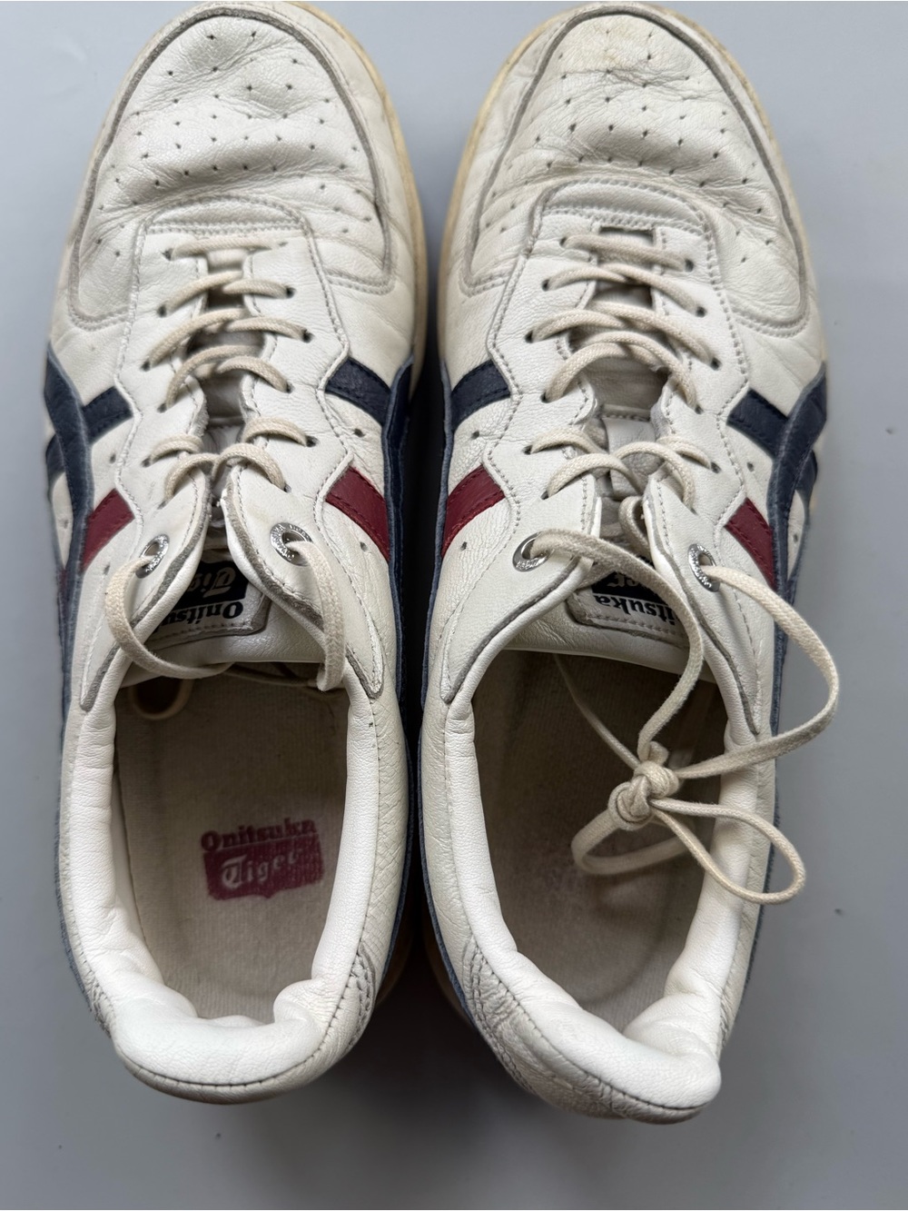 Onitsuka Tiger GSM SD Unisex Leather Sneakers Cream Navy Red EU 39 Women 7.5 - Picture 4 of 10
